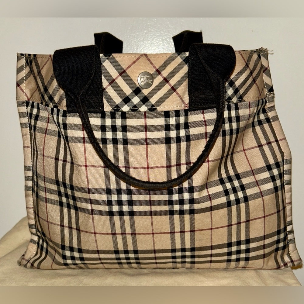 Auth BURBERRY BLUE LABEL Nova Check Tote Hand Bag Purse Nylon. - Picture 2 of 12